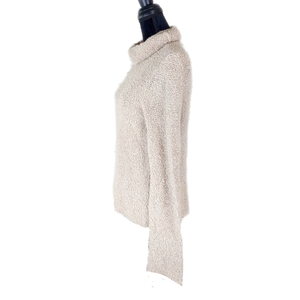 J.Crew Womens L Oatmeal Wool Mix Cowl Neck Flute Sleeves Sweater - Picture 3 of 6